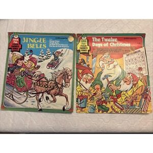 Vintage Kids 2 45 Records Four Favorite Songs Jingle Bells 12 Days Of Christmas